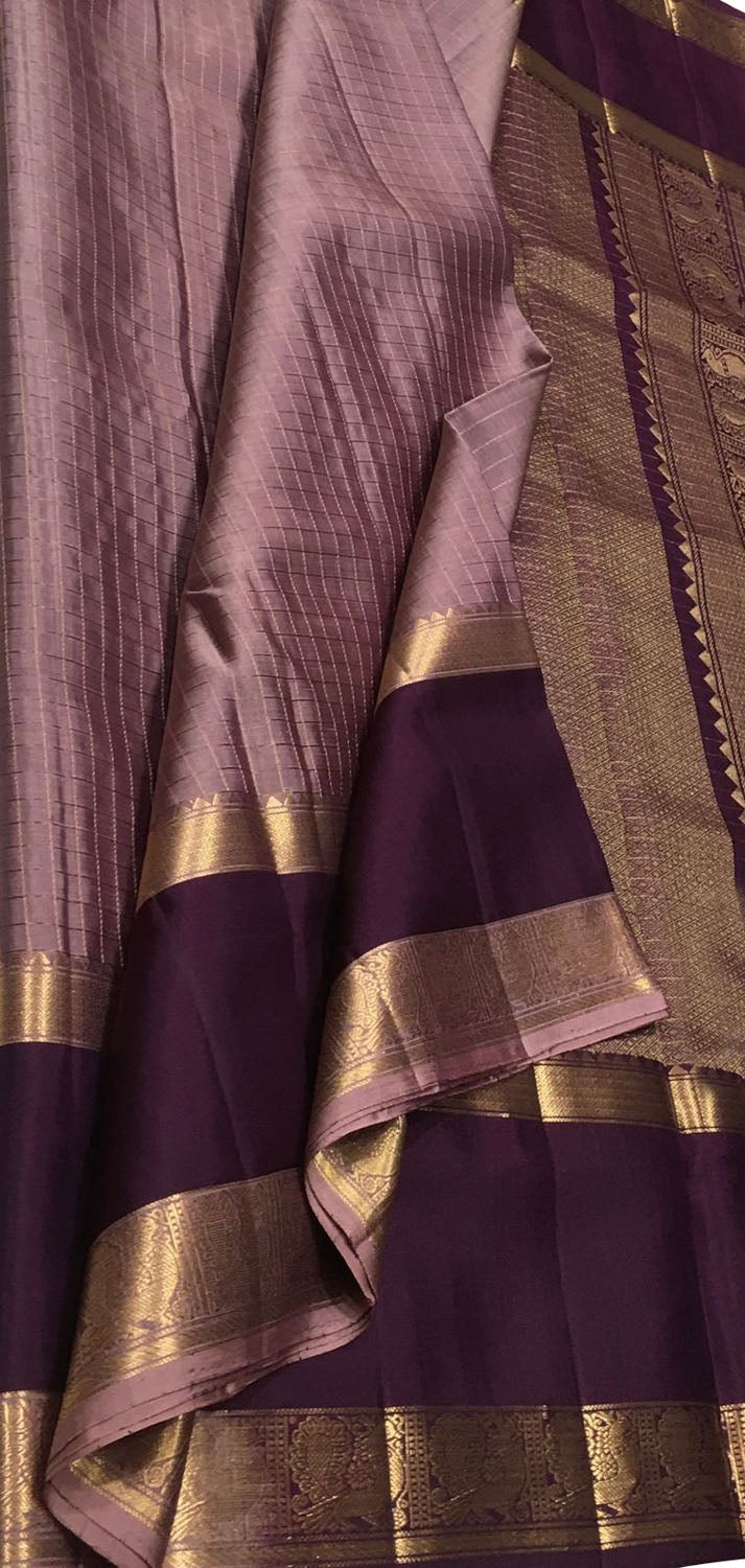 Exquisite Purple Handloom Kanjeevaram Pure Silk Saree - Luxurion World