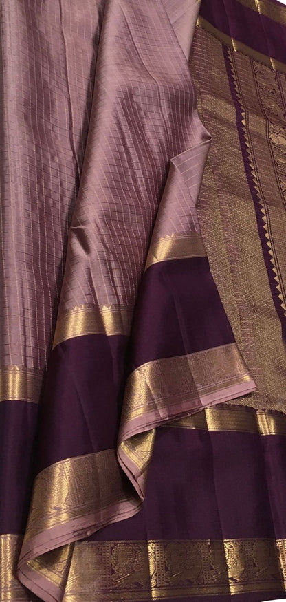 Exquisite Purple Handloom Kanjeevaram Pure Silk Saree