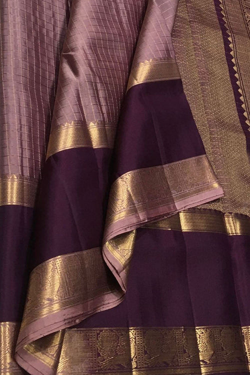 Exquisite Purple Handloom Kanjeevaram Pure Silk Saree - Luxurion World