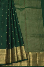 Ethically made Green Pure Silk Saree - Handloom Kanjeevaram - Luxurion World
