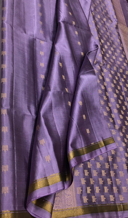 Exquisite Purple Handloom Kanjeevaram Silk Saree