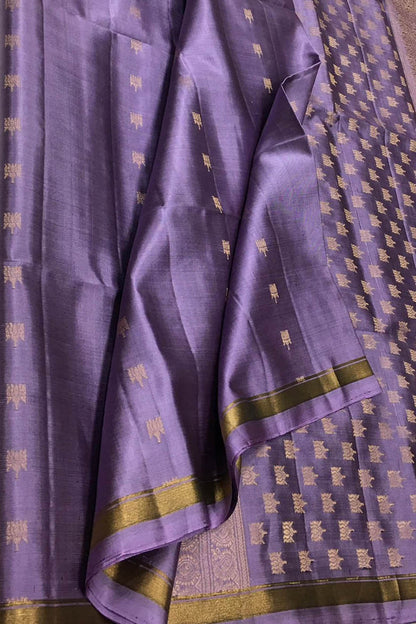 Exquisite Purple Handloom Kanjeevaram Silk Saree