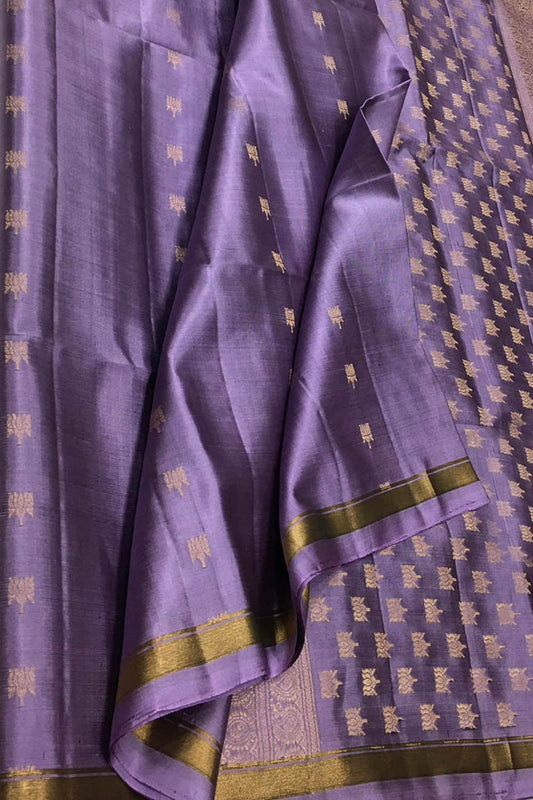 Purple Handloom Kanjeevaram Pure Silk Saree