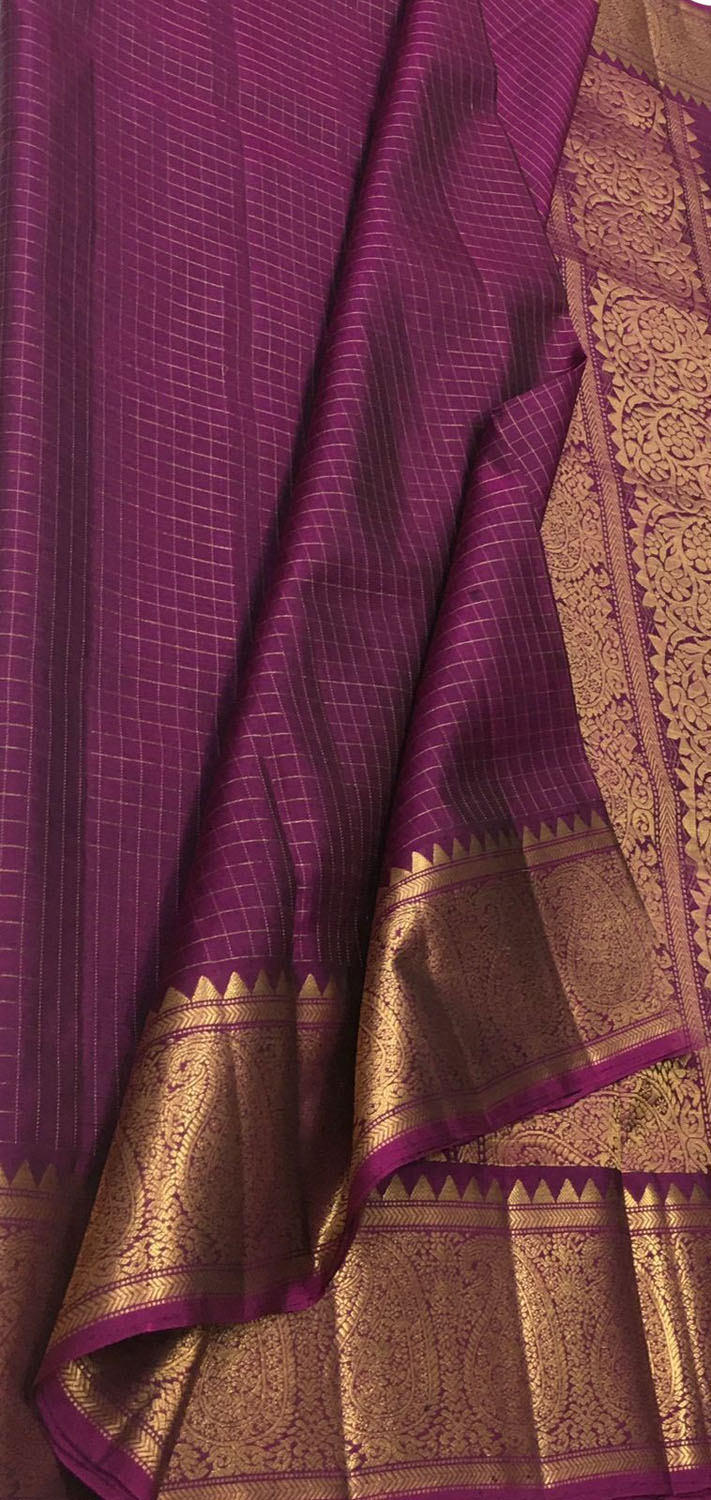 Exquisite Purple Handloom Kanjeevaram Silk Saree - Luxurion World