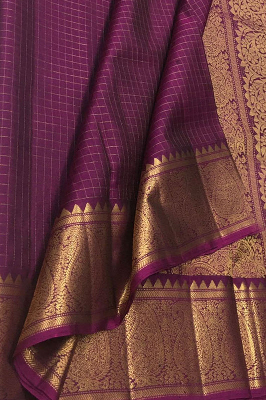 Purple Handloom Kanjeevaram Pure Silk Saree