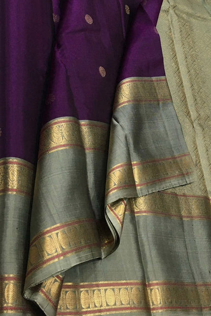 Exquisite Purple Handloom Kanjeevaram Pure Silk Saree