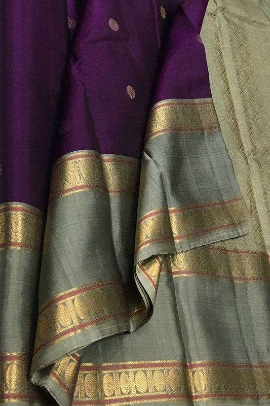 Purple Handloom Kanjeevaram Pure Silk Saree