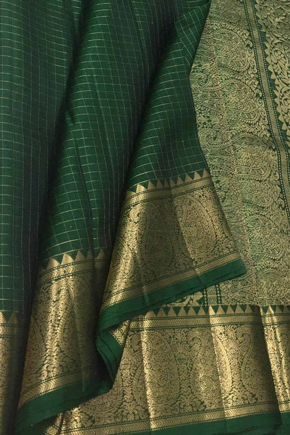 Ethically made Green Pure Silk Saree Handloom Kanjeevaram