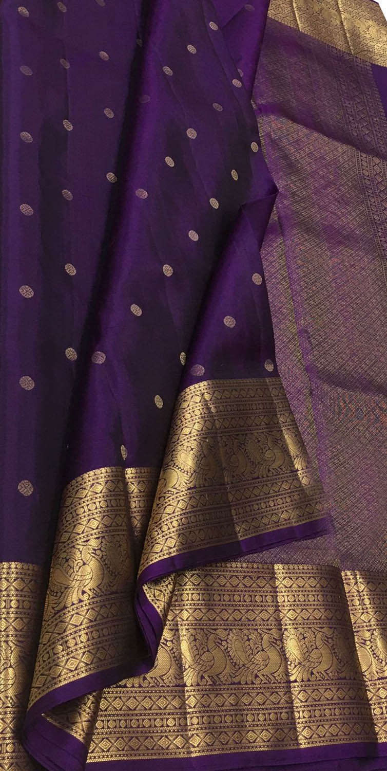 Exquisite Purple Handloom Kanjeevaram Silk Saree