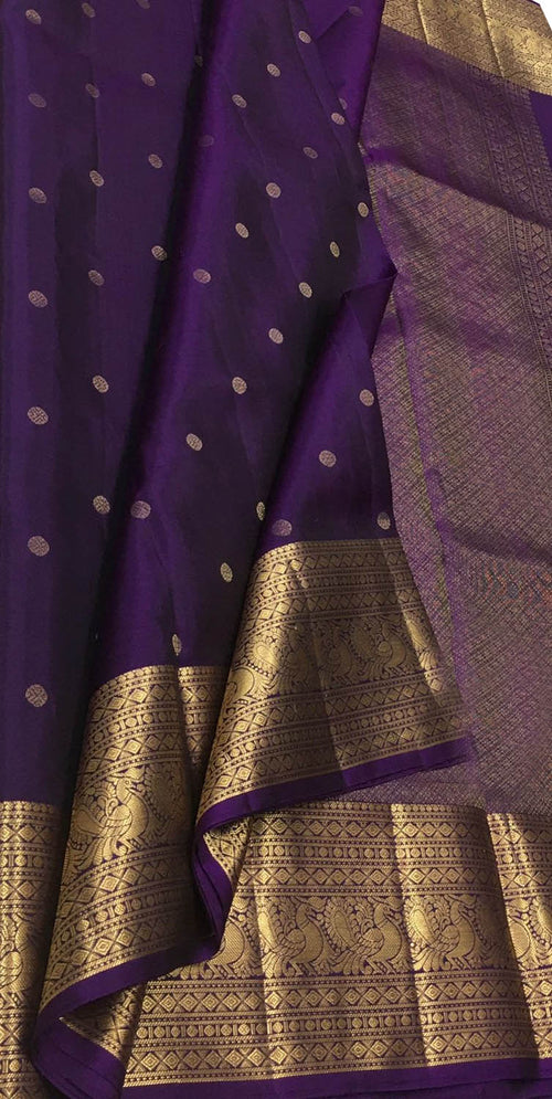 Exquisite Purple Handloom Kanjeevaram Silk Saree - Luxurion World