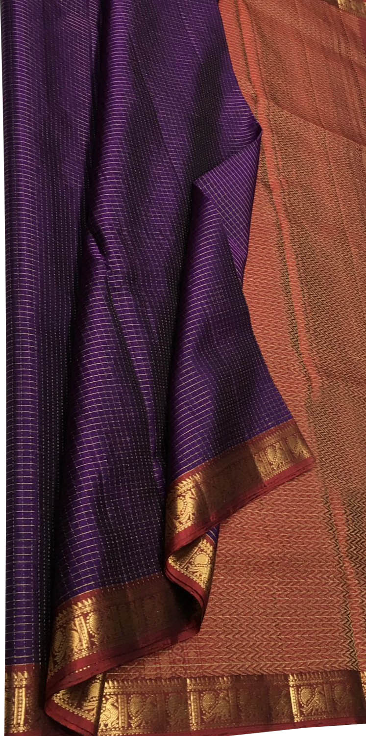 Exquisite Purple Handloom Kanjeevaram Pure Silk Saree