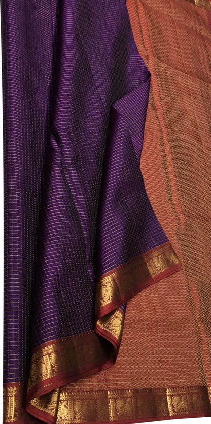 Exquisite Purple Handloom Kanjeevaram Pure Silk Saree