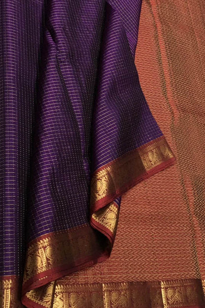 Exquisite Purple Handloom Kanjeevaram Pure Silk Saree