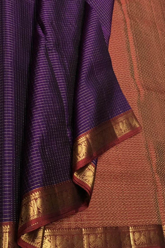Purple Handloom Kanjeevaram Pure Silk Saree