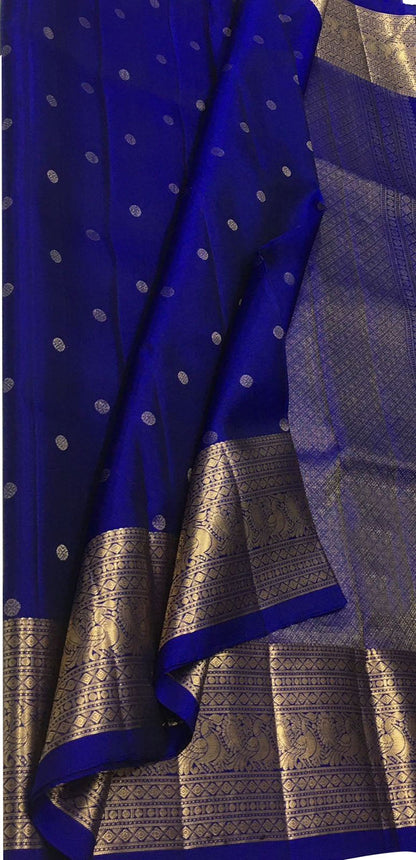 Exquisite Blue Handloom Kanjeevaram Silk Saree - Luxurion World