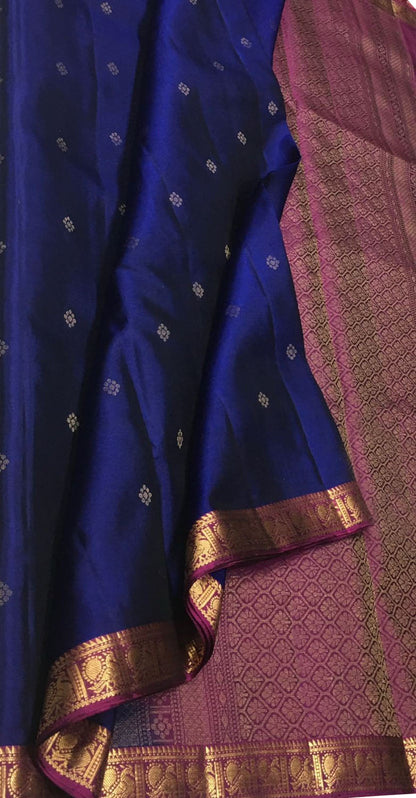 Royal Blue Handloom Kanjeevaram Silk Saree - Luxurion World