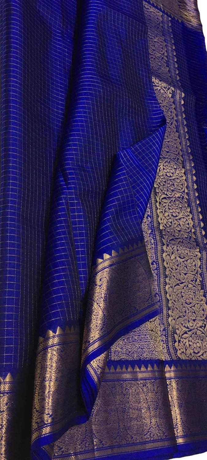 Royal Blue Handloom Kanjeevaram Silk Saree - Luxurion World