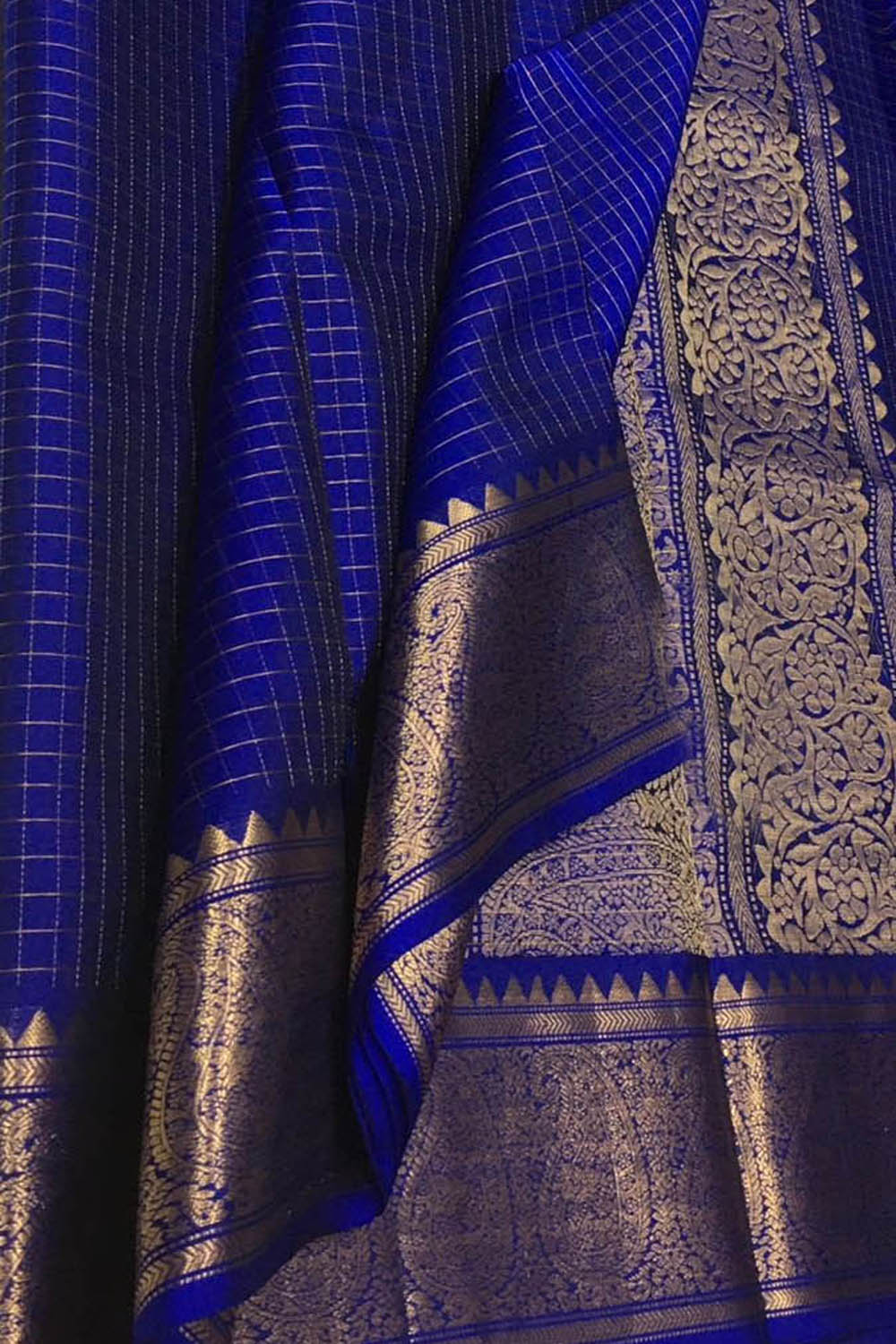 Royal Blue Handloom Kanjeevaram Silk Saree - Luxurion World