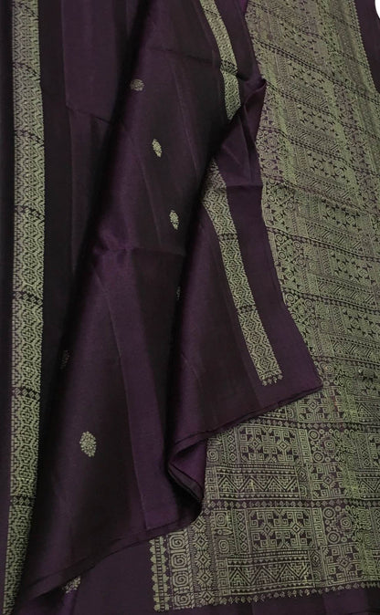 Purple Handloom Kanjeevaram Pure Silk Saree - Luxurion World