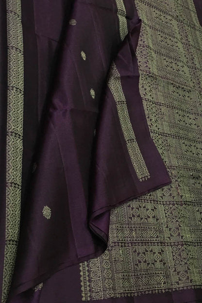 Purple Handloom Kanjeevaram Pure Silk Saree - Luxurion World