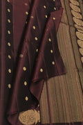 Elegant Maroon Handloom Kanjeevaram Pure Silk Saree - Luxurion World