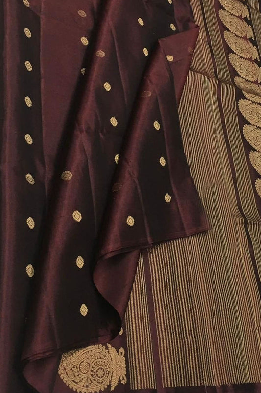 Elegant Maroon Handloom Kanjeevaram Pure Silk Saree - Luxurion World