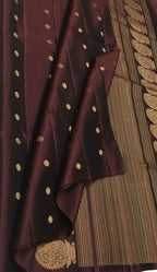 Elegant Maroon Handloom Kanjeevaram Pure Silk Saree - Luxurion World