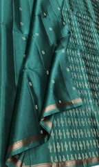 Green Handloom Kanjeevaram Pure Silk Saree - Luxurion World