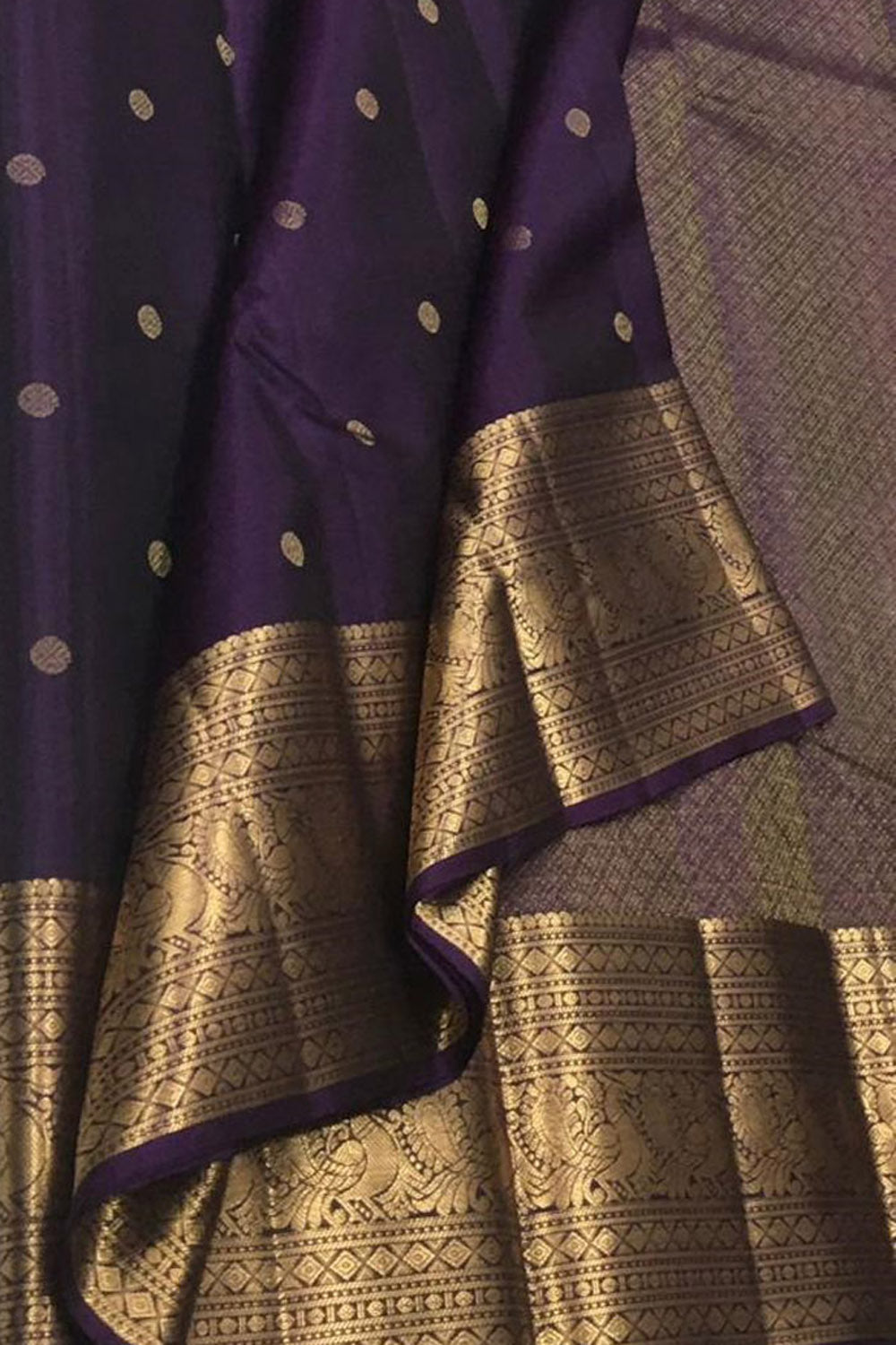 Exquisite Purple Handloom Kanjeevaram Pure Silk Saree - Luxurion World