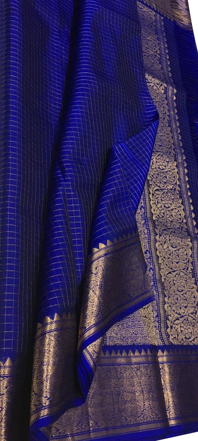 Exquisite Blue Handloom Kanjeevaram Pure Silk Saree - Luxurion World