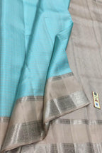 Blue Handloom Kanjeevaram Pure Silk Saree - Luxurion World