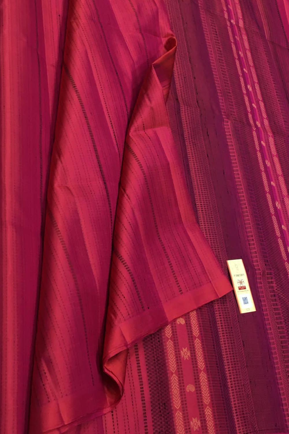 Exquisite Pink Handloom Kanjeevaram Pure Silk Saree - Luxurion World