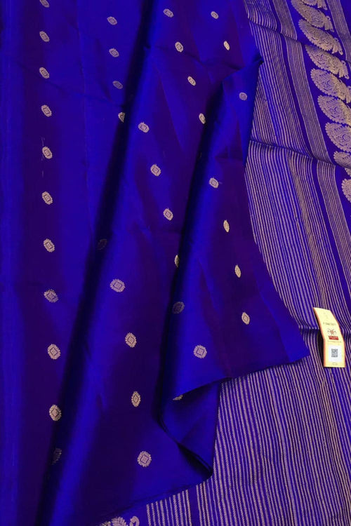 Blue Handloom Kanjeevaram Pure Silk Saree - Luxurion World