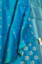 Blue Handloom Kanjeevaram Pure Silk Saree - Luxurion World