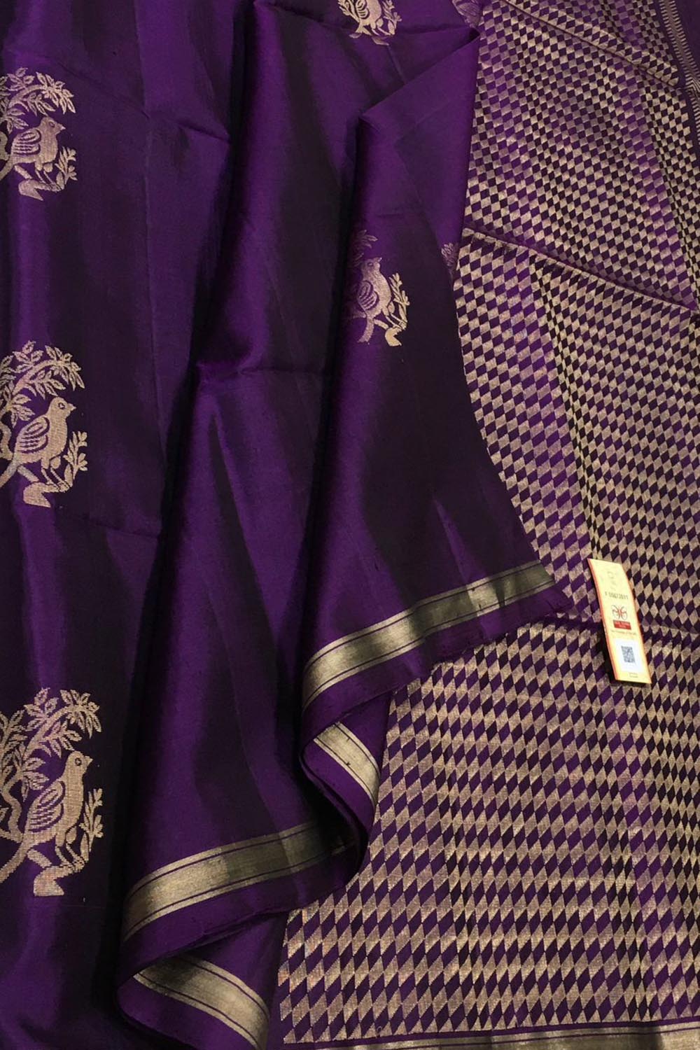 Exquisite Purple Handloom Kanjeevaram Silk Saree - Luxurion World