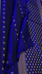 Blue Handloom Kanjeevaram Pure Silk Saree - Luxurion World
