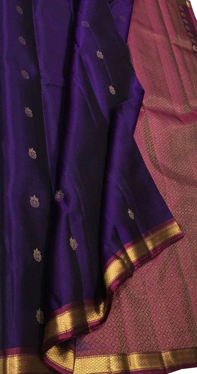 Exquisite Purple Handloom Kanjeevaram Pure Silk Saree - Luxurion World
