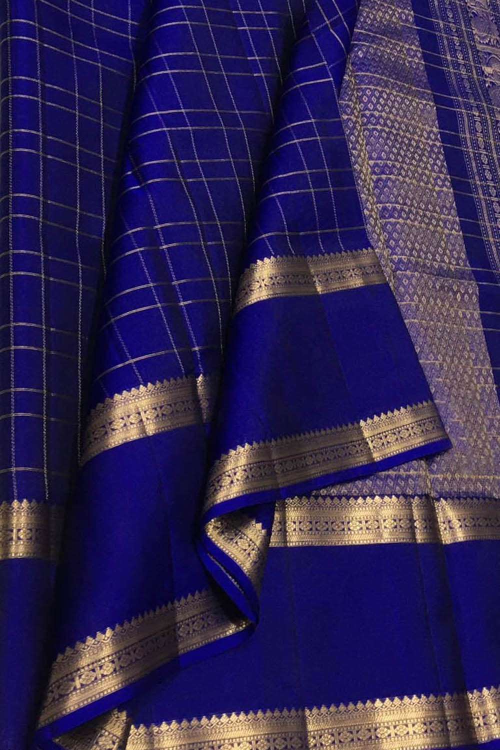 Blue Handloom Kanjeevaram Pure Silk Saree - Luxurion World