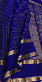 Blue Handloom Kanjeevaram Pure Silk Saree - Luxurion World