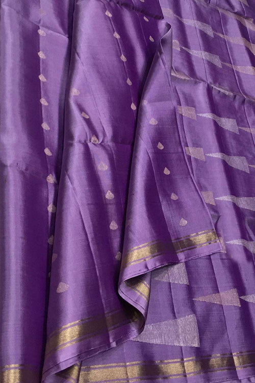 Exquisite Purple Handloom Kanjeevaram Pure Silk Saree - Luxurion World