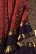 Maroon Handloom Kanjeevaram Pure Silk Saree - Luxurion World