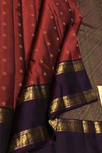 Maroon Handloom Kanjeevaram Pure Silk Saree - Luxurion World