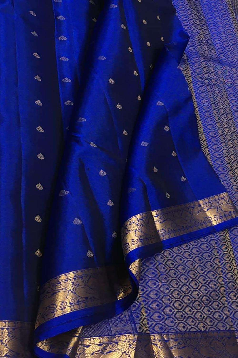 Blue Handloom Kanjeevaram Pure Silk Saree - Luxurion World