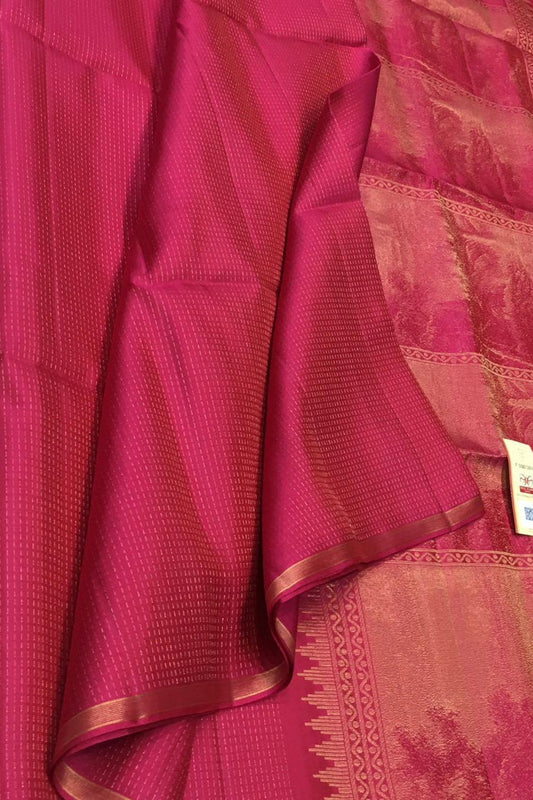 Exquisite Pink Handloom Kanjeevaram Pure Silk Saree - Luxurion World