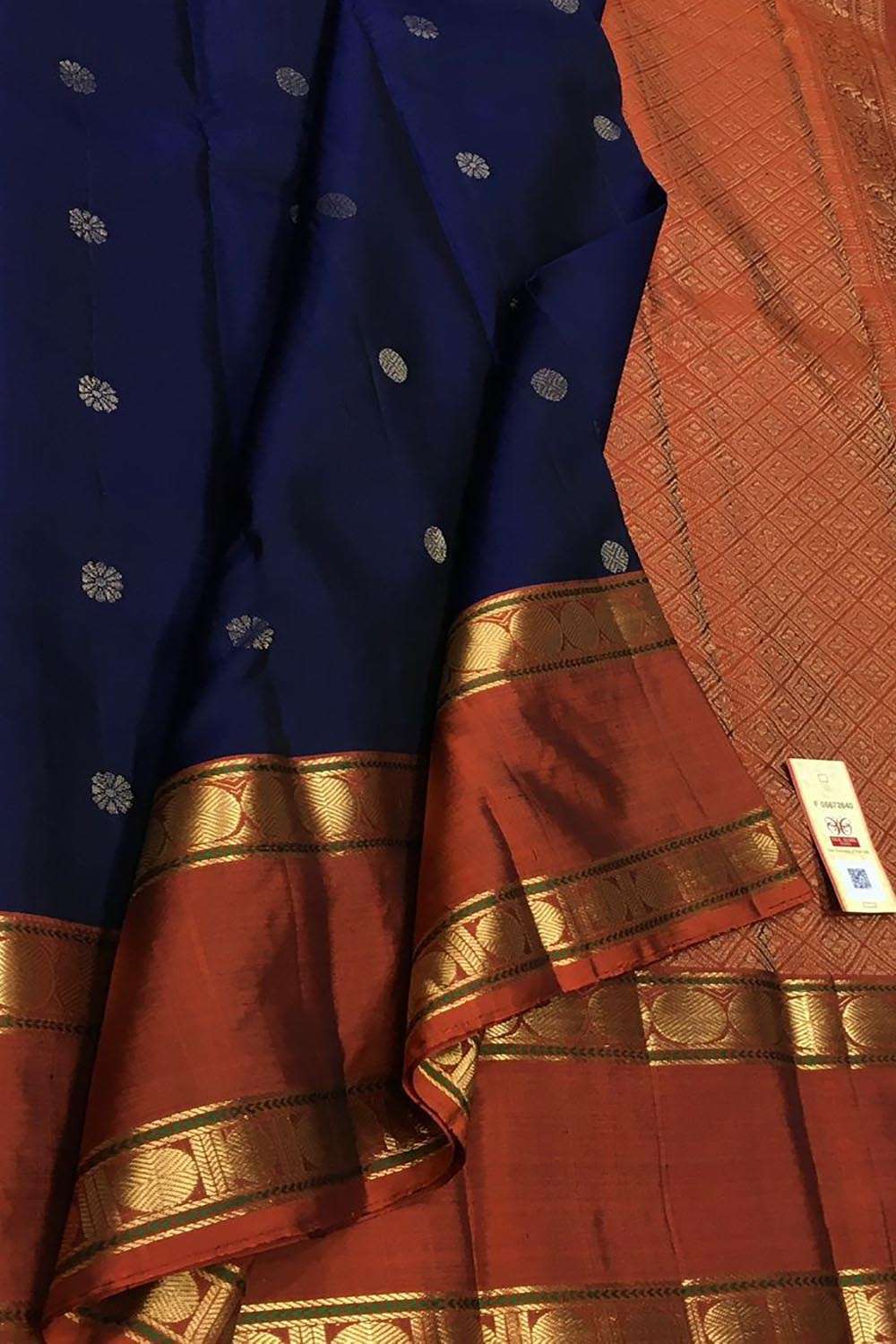 Royal Blue Handloom Kanjeevaram Pure Silk Saree - Luxurion World