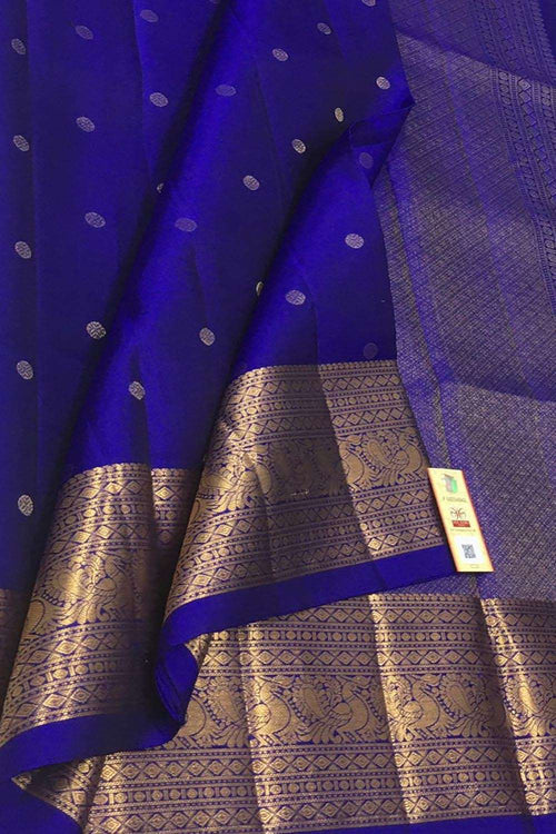Blue Handloom Kanjeevaram Pure Silk Saree - Luxurion World