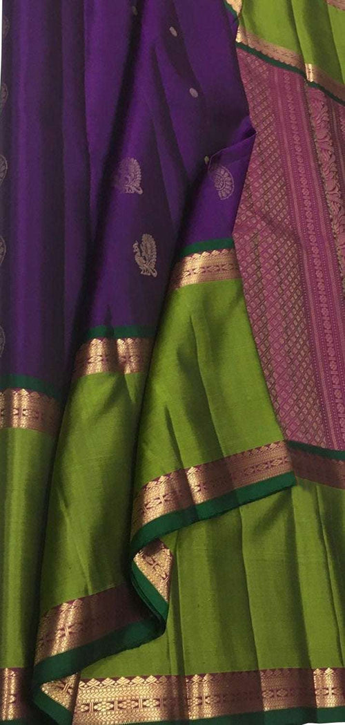 Exquisite Purple Handloom Kanjeevaram Silk Saree - Luxurion World