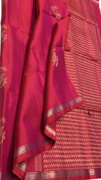 Exquisite Pink Handloom Kanjeevaram Silk Saree - Luxurion World