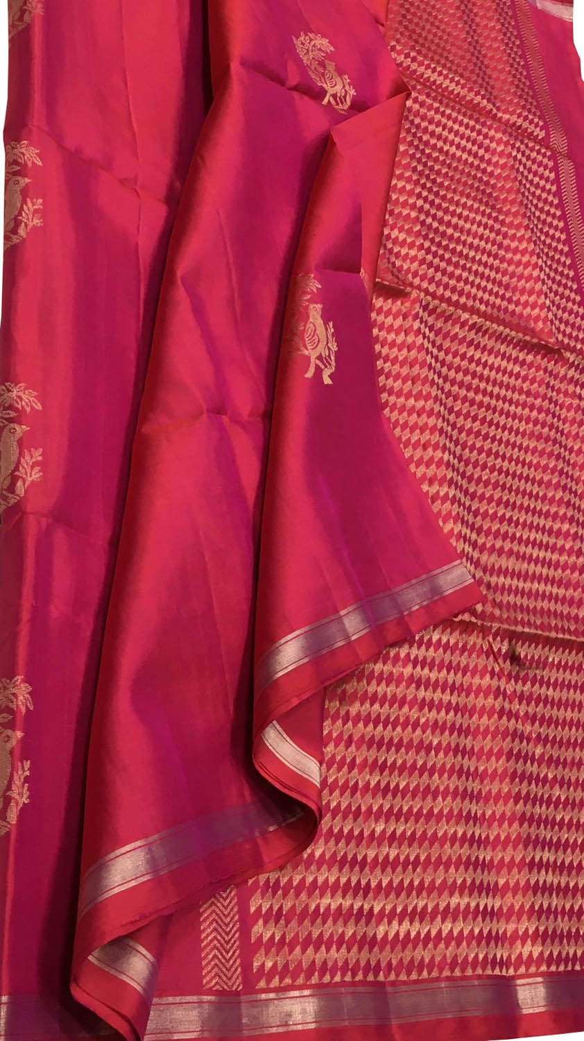 Exquisite Pink Handloom Kanjeevaram Silk Saree - Luxurion World