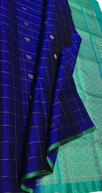 Blue Handloom Kanjeevaram Pure Silk Saree - Elegant and Timeless - Luxurion World